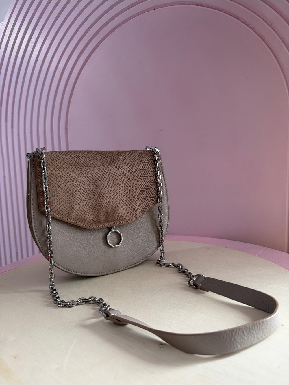 Louise et Cie 🎀Final Sale🎀Taupe and Camel Textured Flap Crossbody